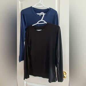 Black and Blue Long Sleeve Women's Tops